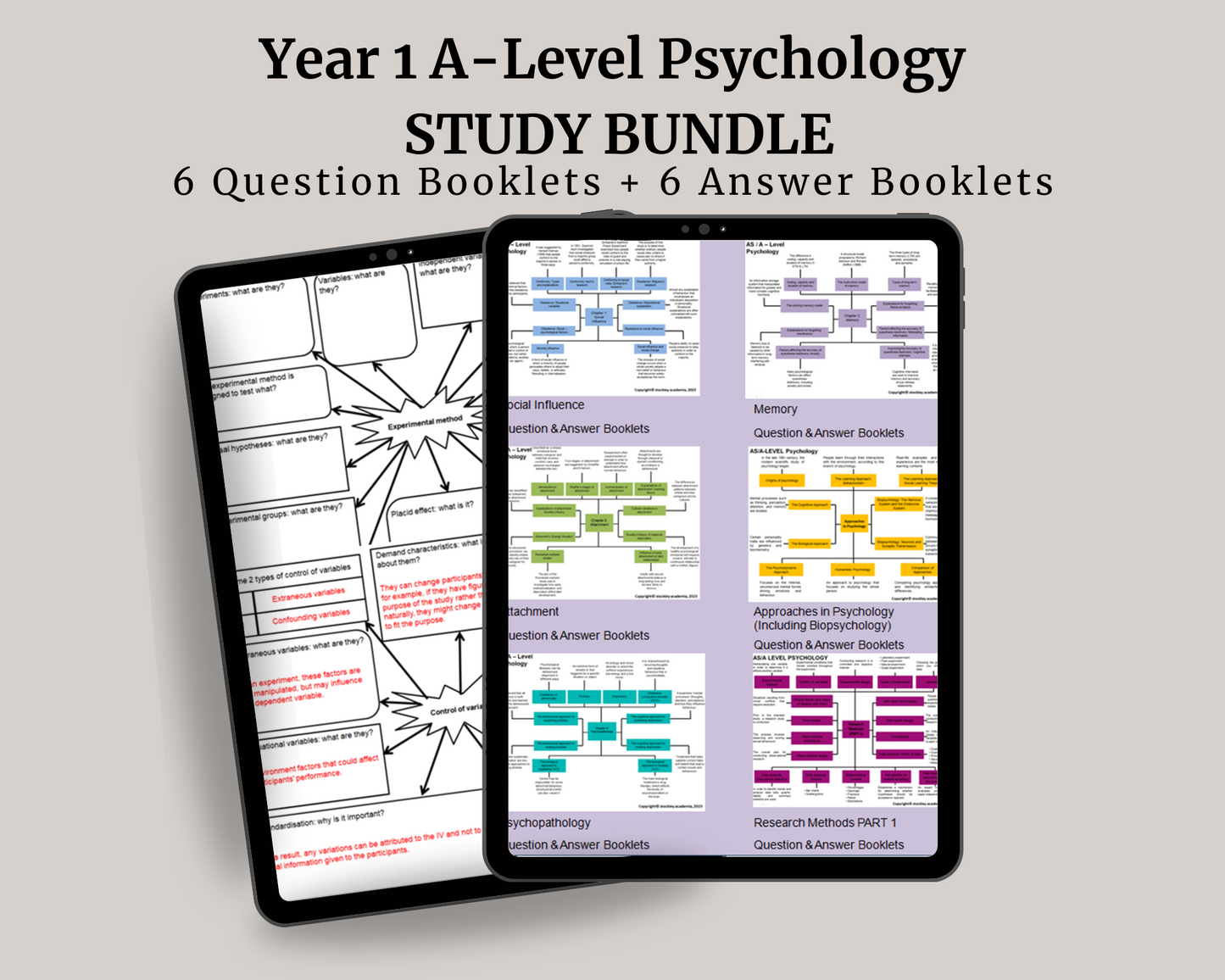 YEAR 1 A-Level Psychology Study Bundle - Mind Maps