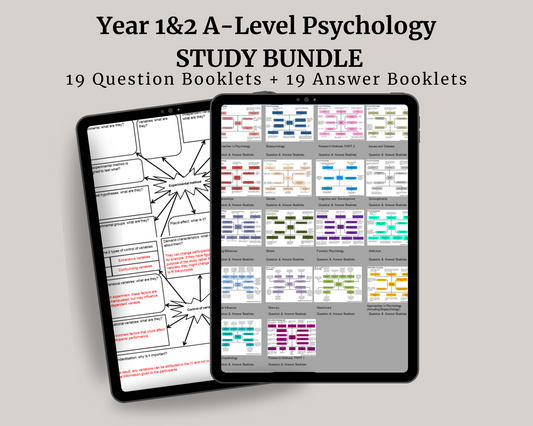 YEAR 1&2 A-Level Psychology Study Bundle - Mind Maps