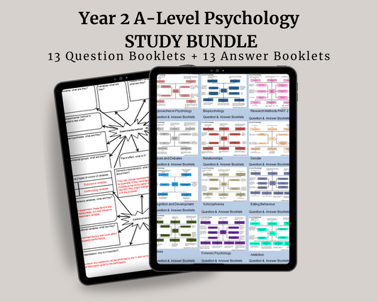 YEAR 2 A-Level Psychology Study Bundle - Mind Maps